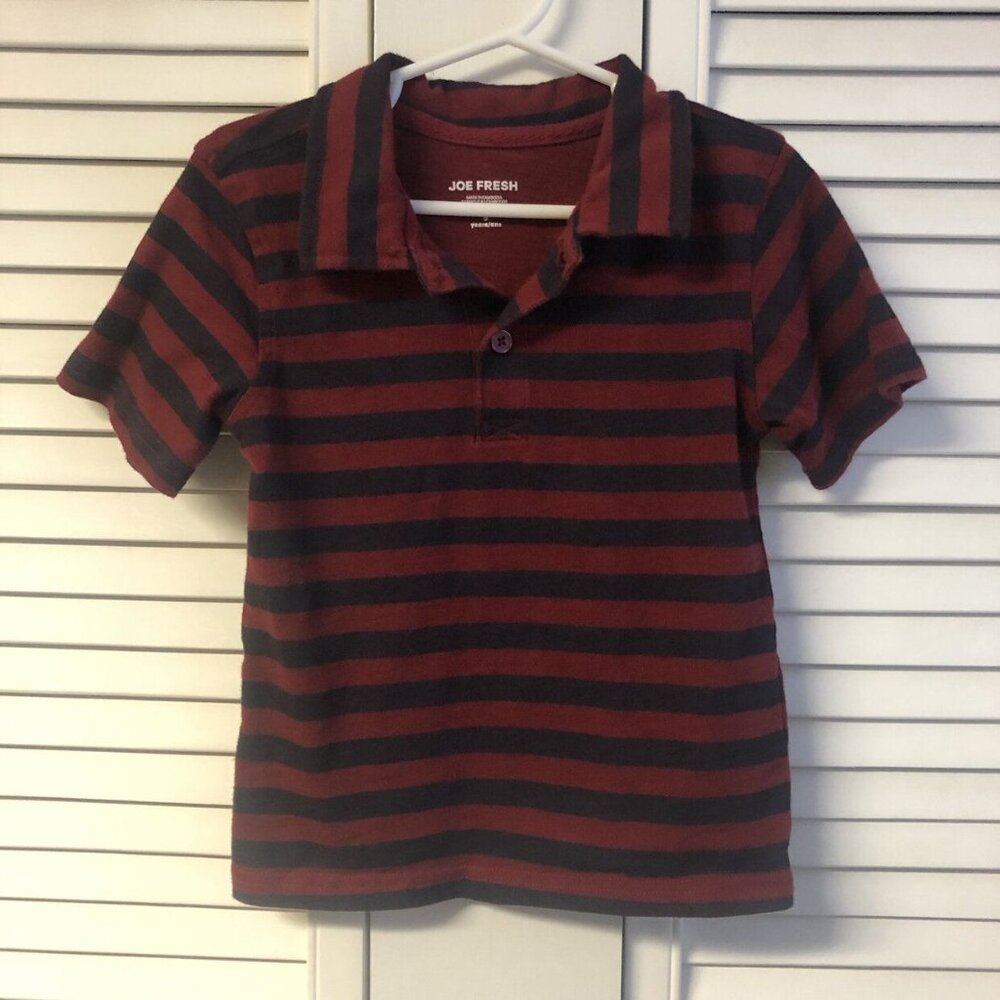 Joe Fresh Size 5 Striped Red & Blue Polo